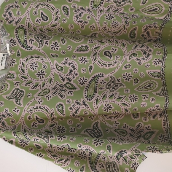-Otto D'Ame Boxy Fit Boho Paisley Green Women's Top Made In Italy - Picture 2 of 7
